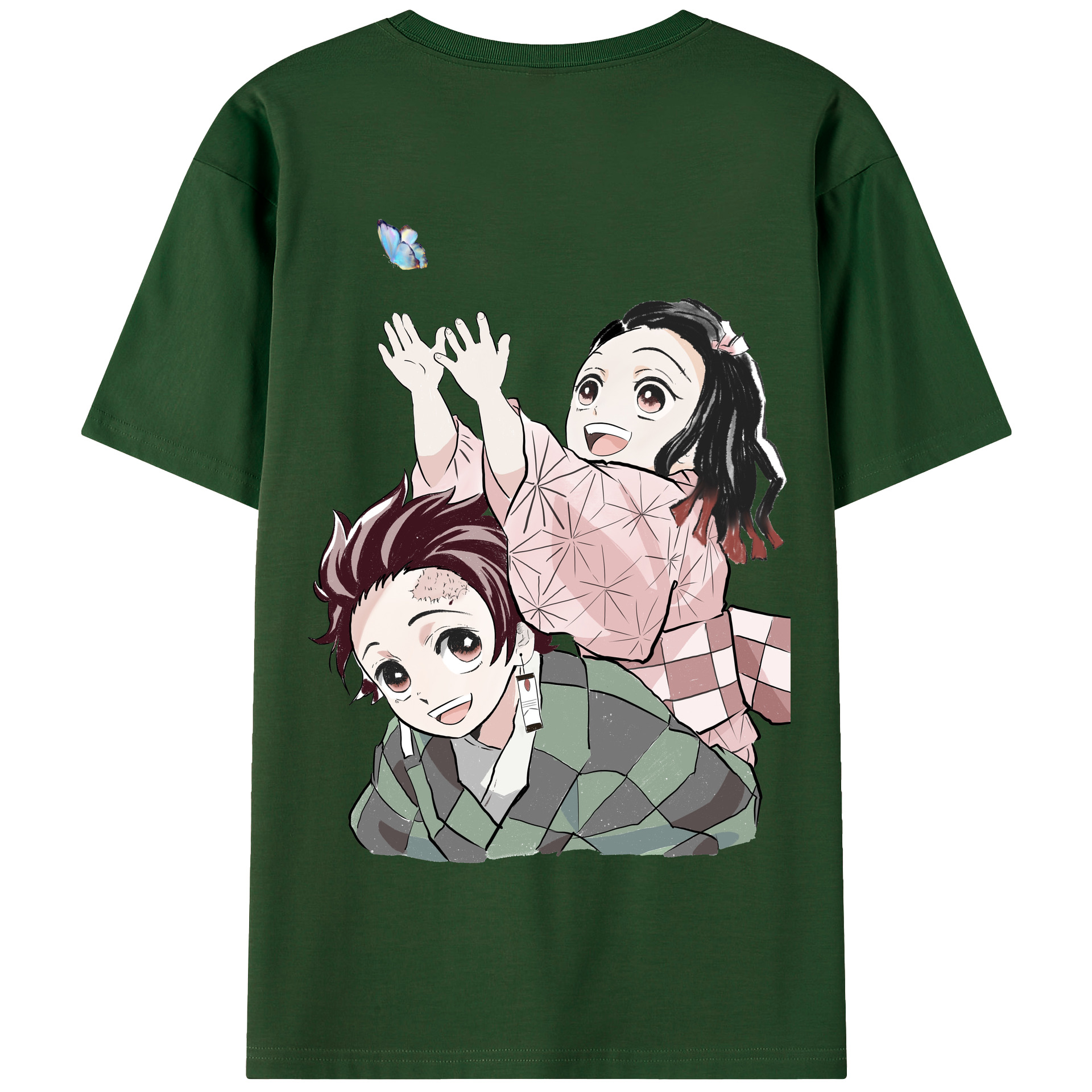 （画像用） 鬼滅の刃（きめつのやいば）竈門 禰󠄀豆子／かまど ねずこ Kamado Nezuko 綿100％半袖Tシャツ（背面プリント）